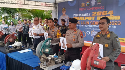 Ribuan Knalpot Brong Hasil Sitaan Polrestabes saat Tahun Baru Bakal Dijadikan Monumen Surabaya