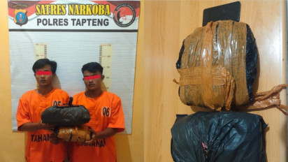 Polisi Gagalkan Transaksi 1 Bal Ganja di Jembatan Kembar Pinangsori Tapteng