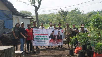 Cegah Bencana Alam, Relawan Jatim Bersama Ganjar-Mahfud di Madiun Tanam Ratusan Pohon Penahan Longsor