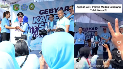 Tak Netral? ASN Pemko Medan Senam Bersama Ribuan Orang Berkaus Biru Khas Salah Satu Capres