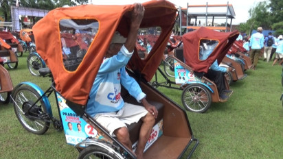 Bagikan 300 Becak Listrik Gratis di Madiun, Nusron Wahid: Prabowo Siap Tampil Percaya Diri di Debat Pamungkas
