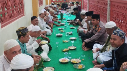 Jelang Pilpres, Polisi di Rohul Keliling Masjid Subuh Berjamaah Sosialisasi Pemilu Damai