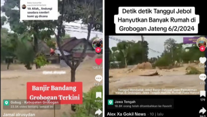 Detik-detik Banjir Bandang Terjang Grobogan, Derasnya Arus Air Membuat Warga Histeris Ketakutan: Astagfirullah!