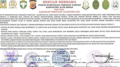 Tidak Sesuai Syariat Islam, Aceh Besar Larang Perayaan Hari Valentine