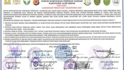 Aceh Besar Larang Segala Bentuk Perayaan Valentine di Fasilitas Publik