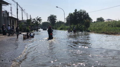 Banjir Luapan Kali Lamong di Gresik Bergeser ke Kecamatan Cerme