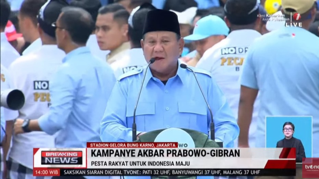 Prabowo Sebut Massa yang Hadir di GBK Mencapai 600 Ribu Orang
            - galeri foto