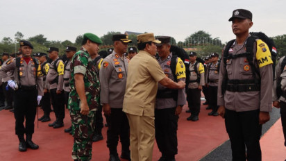 H-2 Pemilu, 745 Personel Gabungan di Rokan Hulu Riau Gelar Apel Akbar, Kapolres: 1746 TPS Kita Amankan