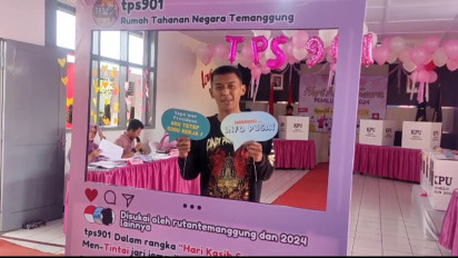 Penampakan TPS di Rutan Temanggung yang Bernuansa Pink, Narapidana Antusias Nyoblos