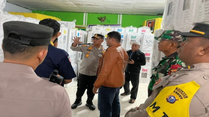 Tengah Malam Keliling ke PPK, Kapolres Rokan Hulu Mengawal Hasil Rekapitulasi Surat Suara