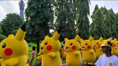 Buat Heboh! Ramai-ramai Pikachu Padati Ruas Jalan Bali, Kok Bisa?
