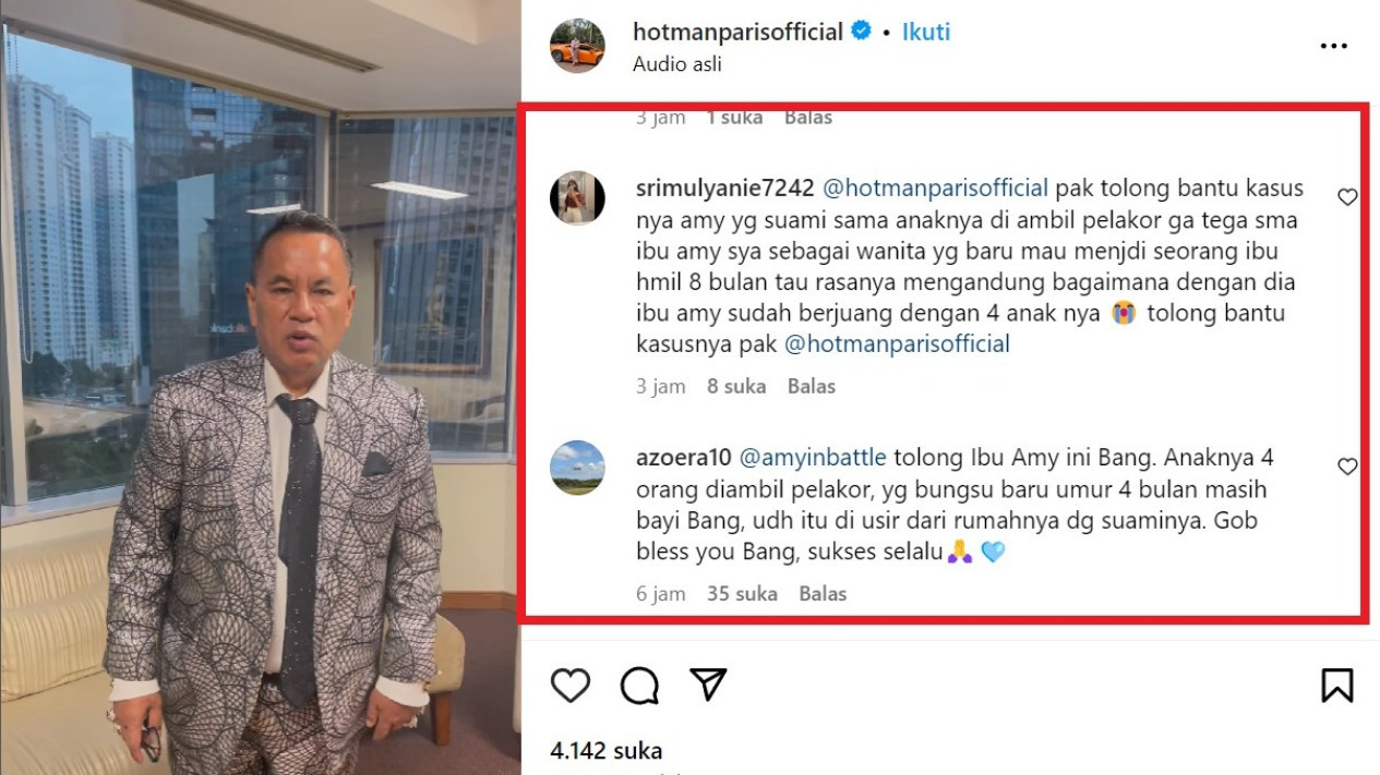 Instagram Hotman Paris Diserbu, Netizen Desak Beri Bantuan Hukum untuk @amyinbattle yang Bayinya Direbut oleh Pelakor Diduga Pedangdut Indonesia
            - galeri foto