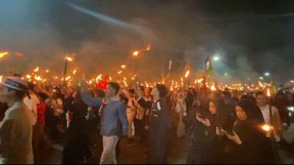 Seruan "Free Palestine" Warnai Tradisi Pawai Obor Sambut Ramadhan di Medan