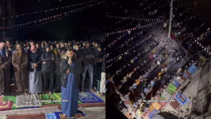 Susana Tarawih Hari Pertama di Palestina, Warga Khusyuk Sholat di Tengah Reruntuhan Masjid di Rafah