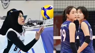 Megawati Hangestri bersama dua pevoli kembar Lee Da-young dan Lee Jae-young