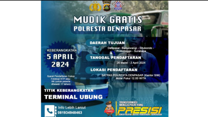 Polresta Denpasar Kembali Gelar Mudik Gratis, Catat Tanggalnya