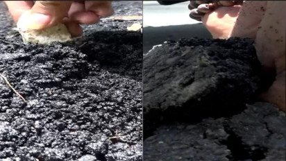 Aspal di Jalan Poros Batukianak – To’yasa, Toraja Utara, Bisa Diangkat Dengan Tangan Viral di Media Sosial