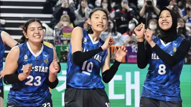 Guedpard Pornpun, Kim Yeon-koung dan Megawati Hangestri di laga All Star Liga Voli Korea