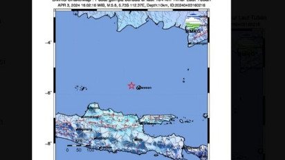Breaking News, Gempa Magnitudo 5,6 Kembali Guncang Laut Tuban: Terasa sampai Surabaya hingga Kendal