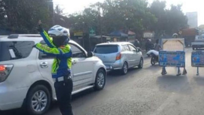 Info Mudik, Polres Garut Berlakukan Satu Arah di Kawasan Pasar Urai Titik Macet