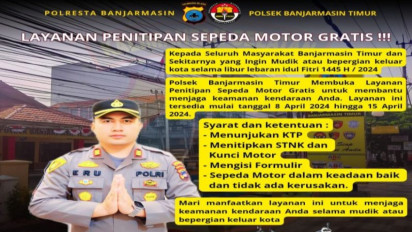 Polsek Banjarmasin Timur Buka Layanan Penitipan Motor Gratis Saat Mudik, Ini Syarat dan Ketentuanya