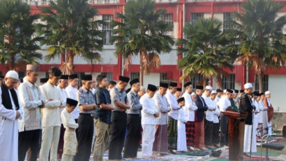 Ratusan Warga Binaan Ikuti Salat Id di Lapas Sukamiskin Bandung