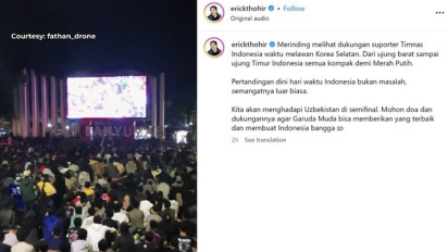 Erick Thohir Merinding Lihat Kumpulan Video Nobar Timnas Indonesia U-23, Netizen: Dilarang MNC Tuh Pak
