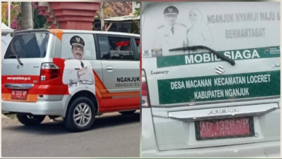 Isu Mau Maju Cabup Nganjuk, Poster Mantan Bupati Masih Menempel di Mobil Siaga, Warga : Tidak Patut Dicontoh