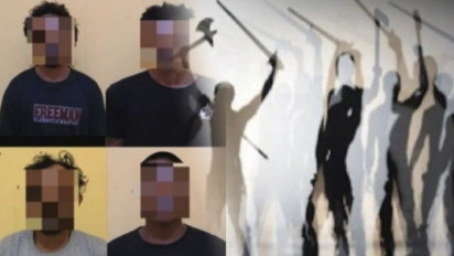 Polisi Dikejar-kejar Sejumlah Orang dengan Parang di Kalteng, Ini 4 Tampang Pelakunya
