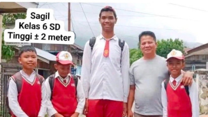 Viral, Sagil Murid SD di Kerinci Jambi Miliki Tinggi Badan 2 Meter