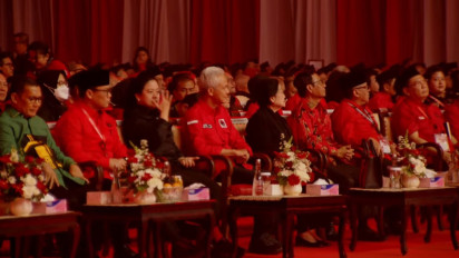 Ganjar-Mahfud, Menteri Jokowi dan Ketum Parpol Koalisi Pilpres Hadiri Rakernas V PDIP