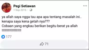 Status Facebook Pegi Setiawan tersangka kasus pembunuhan Vina
