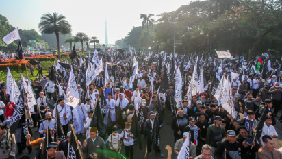 Ribuan Massa Pembela Palestina Kembali Menggelar Aksi di Kawasan Patung Kuda hingga Kedubes AS, Polisi: Kami Mengerahkan 1.347 Personel