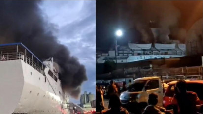 KM Umsini Terbakar, Penumpang Panik Hingga Lompat Dari Tangga Kapal