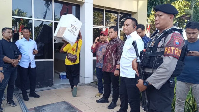 KPUD Jatim Titipkan Kotak Suara 2 Kabupaten di Polda Jatim Jelang Penghitungan Suara Ulang