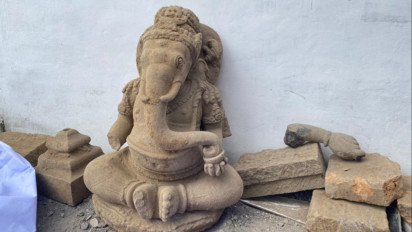 Arca Ganesha dan Komponen Candi Ditemukan Warga Sleman saat Gali Fondasi Rumah