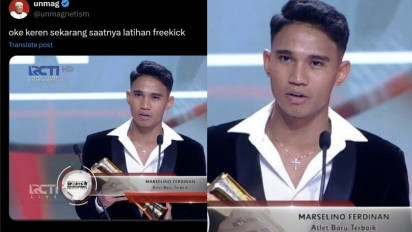 Marselino Ferdinan Dapat Penghargaan Atlet Baru Terbaik, Netizen: Oke Keren Sekarang Saatnya Latihan Free Kick