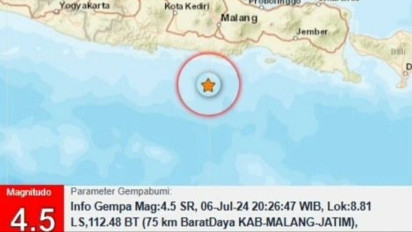 Gempa Bumi Tektonik M4,5 Guncang Kabupaten Malang