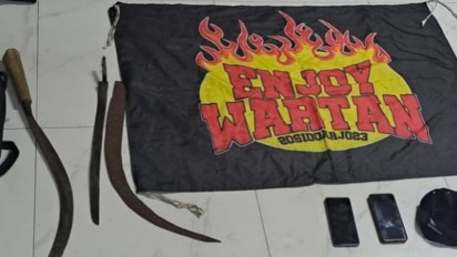 Bawa Pedang hingga Celurit, Anggota Gangster di Sidoarjo Diamankan Petugas