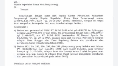 BPN Banyuwangi Sebut Tanah Desa Pakel Masuk Wilayah Sertifikat HGU Bumisari