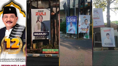 Jelang Pilbup Nganjuk, Baliho Bacabup dan Bacawabup Mulai Bertebaran di Berbagai Sudut Kota
