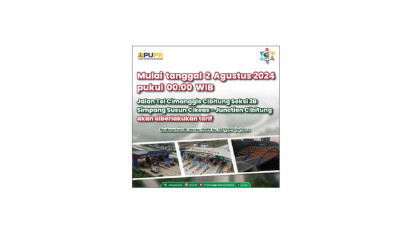 Jalan Tol Cimanggis-Cibitung Seksi 2B (Simpang Susun Cikeas-Junction Cibitung) Mulai Bertarif Tanggal 2 Agustus 2024 Pukul 00.00 WIB