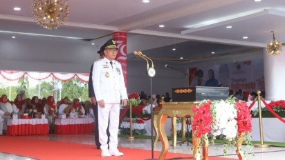 Pj Bupati Ikram Sangadji Pimpin Upacara HUT ke-79 RI di Kabupaten Halteng