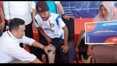HUT Ke-79 Kemerdekaan RI, 13 Warga di Banyuwangi dapat Bantuan Kaki Palsu