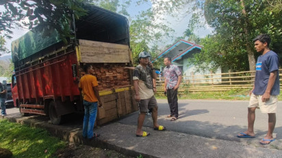 Diduga Hasil Pembalakan Liar, Polres Sijunjung Amankan Truk Bermuatan Kayu Olahan
