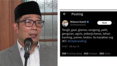 Twit Lama Ridwan Kamil yang Sindir Warga Jakarta Tersebar di Media Sosial, RK Buru-buru Minta Maaf Dulu Saya...