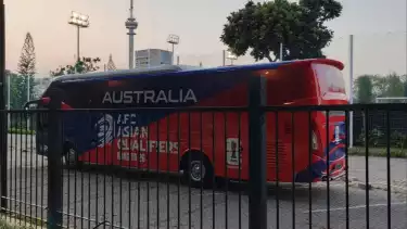 Bus Australia dalam latihan jelang hadapi Timnas Indonesia