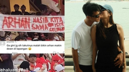 Parah! Suporter Pratama Arhan Bawa Spanduk Sindir Azizah Salsha: Nasib Kita Sama, Istri Selingkuh
