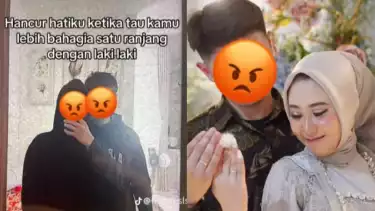 Foto Denny Nugraha dan kekasih prianya (kiri), Nessa Salsa dan suaminya saat tunangan (kanan)