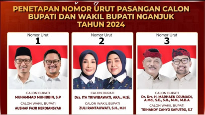 KPU Nganjuk Tetapkan Nomor Urut Tiga Paslon, Ini Visi dan Misinya